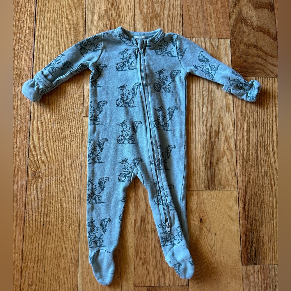 Kate Quinn Squirrel Print Sage Footie